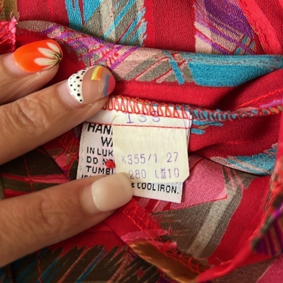 Adolph Schuman for Lilli Ann Women's Red and Colorful Silky 2-Piece Skirt Set - Picture 8 of 9